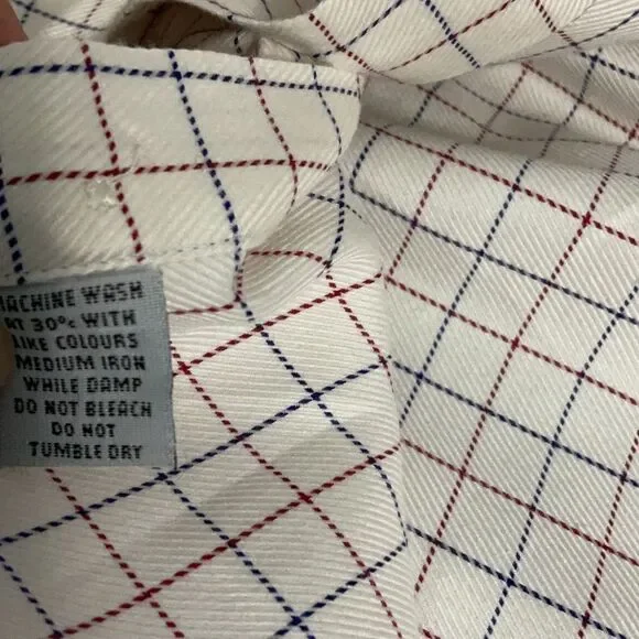 Curtis Brandon Ivory Red Blue Check Long Sleeve Button Front Men’s Shirt Sz XXL - Picture 8 of 8